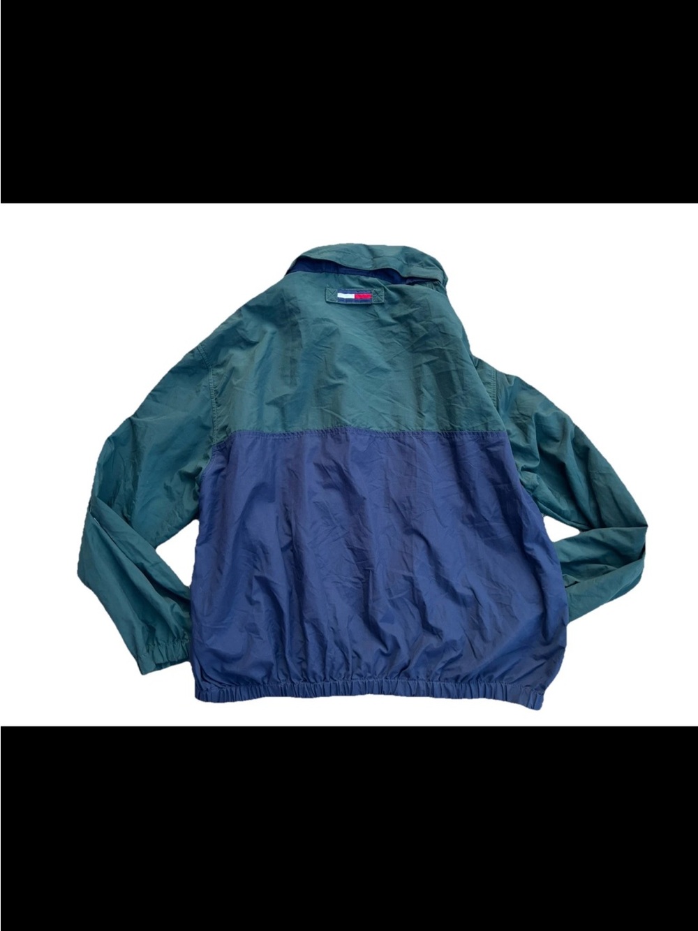 Tommy Hilfiger Vintage 90s Colorblock Windbreaker Jacket Green Navy XL Spellout - Picture 5 of 14